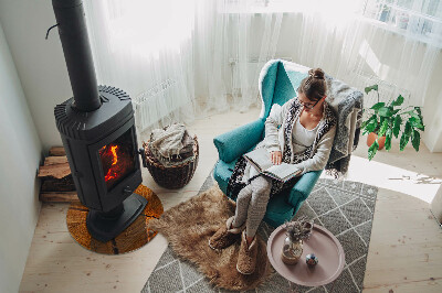 Kerek kandalló üveg alátét Természetes erezetű keresztmetszetű fa