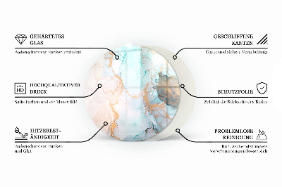 Kör alakú üveg kandalló alátét Márvány díszítések finom erezettel