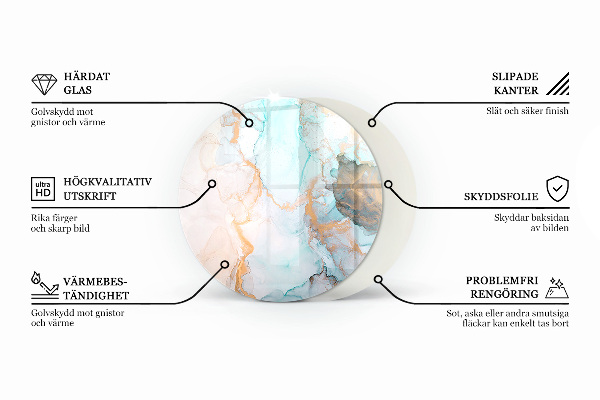 Kerek kandalló üveg alátét Geometriai absztrakció formákban