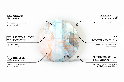 Kerek üveg alátét kandallóhoz Folyékony absztrakt motívum