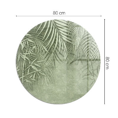 Kerek kandalló üveg alátét Trópusi levelek a háttérben