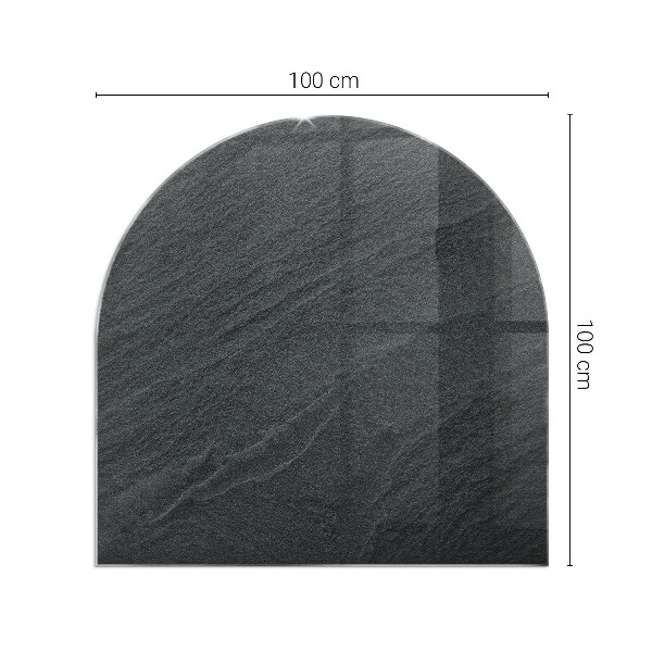 Félköríves üveg alátét kandallóhoz Természetes kő minta