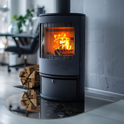 Félovális kandalló üveg alátét Absztrakt felhőformák szilárd anyagokban