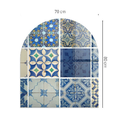 Félovális kandalló üveg alátét Kerámia minták a háttérben