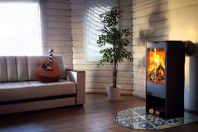 Félovális kandalló üveg alátét Kerámia minták a háttérben