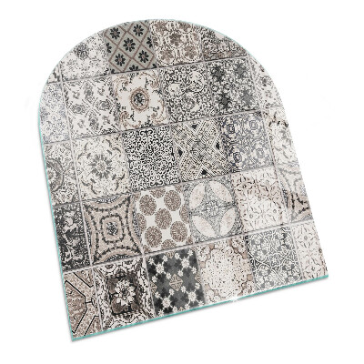 Félovális kandalló alátét Csempézett dekoratív minták