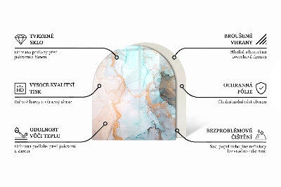 Félovális kandalló alátét Csempézett dekoratív minták