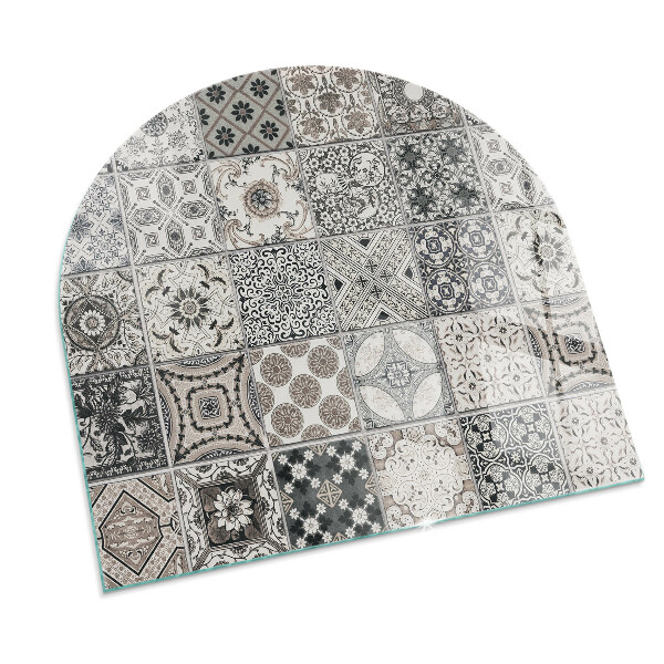 Félovális kandalló alátét Csempézett dekoratív minták