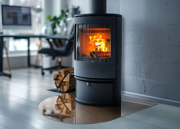 Félköríves üveg alátét kandallóhoz Fa ihlette minta