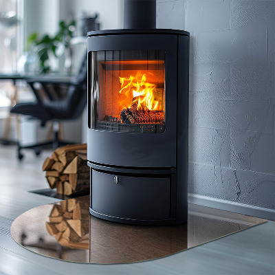 Félköríves üveg alátét kandallóhoz Fa ihlette minta