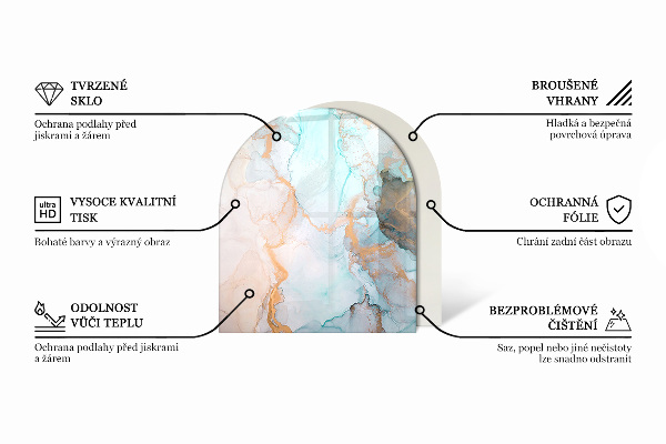Félovális kandalló alátét Organikus minta absztrakt stílusban