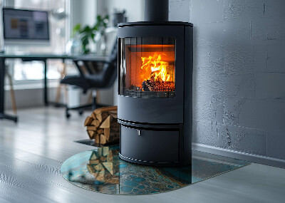 Félovális kandalló alátét Organikus minta absztrakt stílusban