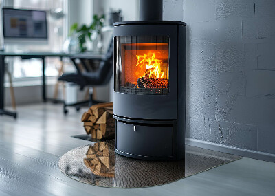 Félovális kandalló üveg alátét Perforált acél motívum