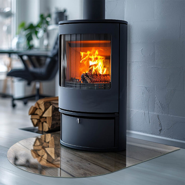 Félovális kandalló üveg alátét Fából készült mozaik az elrendezésben