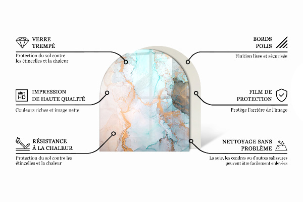 Félköríves üveg alátét kandallóhoz Nyers betonminta