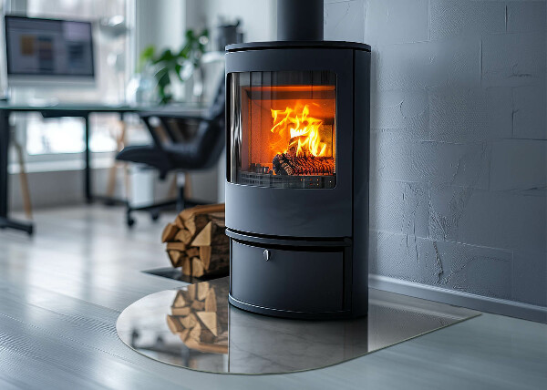 Félköríves üveg alátét kandallóhoz Márvány textúra elegáns stílusban