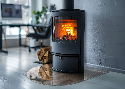 Félköríves üveg alátét kandallóhoz Geometrikus elrendezésű fa minta