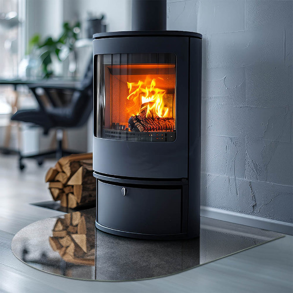 Félovális kandalló üveg alátét Nyers szerkezeti minta