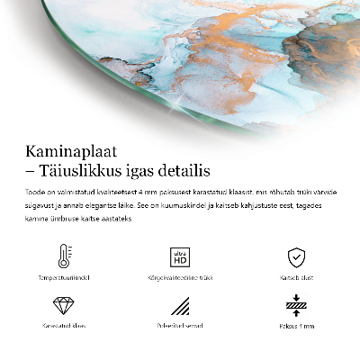 Félovális kandalló üveg alátét Absztrakt minta változatos textúrákkal