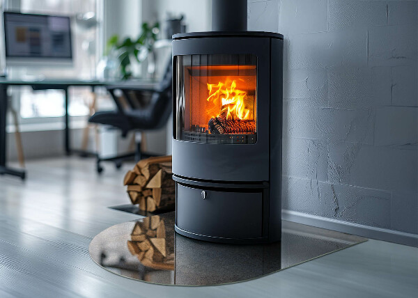 Félovális kandalló üveg alátét Absztrakt minta változatos textúrákkal