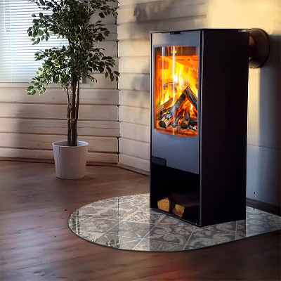 Félköríves üveg alátét kandallóhoz Mozaikdíszek elrendezése