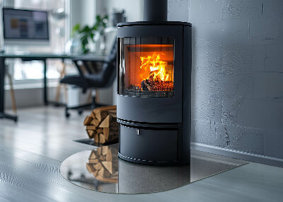 Félovális kandalló üveg alátét Beton textúra nyers stílusban