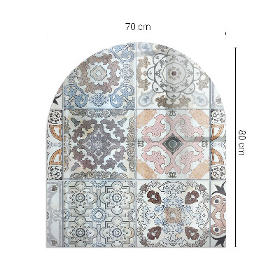 Félköríves üveg alátét kandallóhoz Mozaik minták csempékben