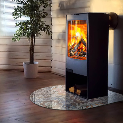 Félköríves üveg alátét kandallóhoz Mozaik minták csempékben