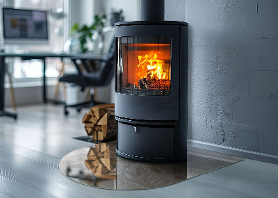 Félovális kandalló üveg alátét Finom levélminták