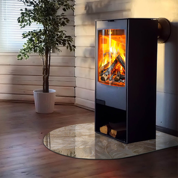 Félovális kandalló üveg alátét Finom levélminták