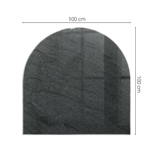Félköríves üveg alátét kandallóhoz Kő szerkezeti minta