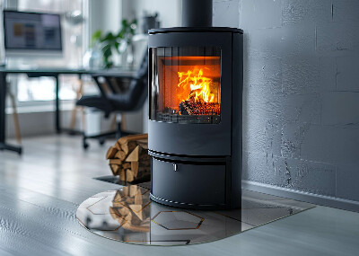 Félovális kandalló üveg alátét Háromdimenziós alakzatok mintázata