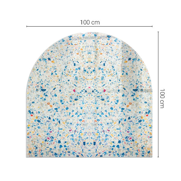 Félköríves üveg alátét kandallóhoz Absztrakt textúra motívum