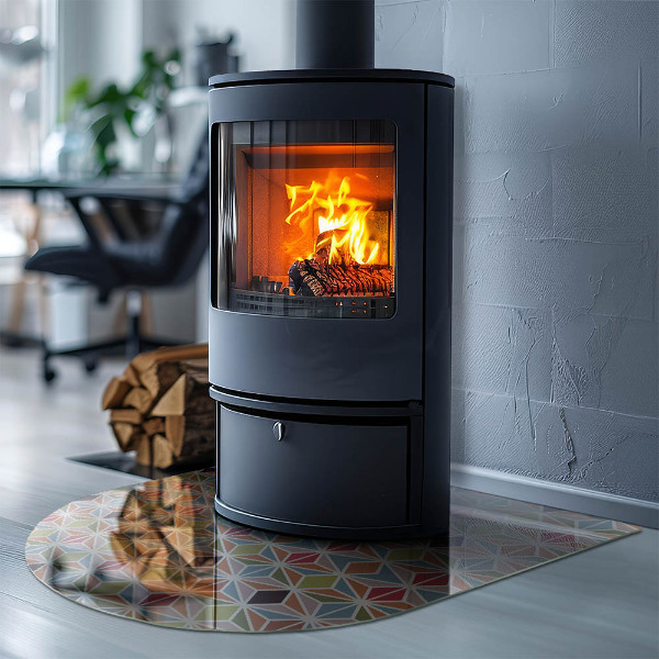 Félovális kandalló üveg alátét Sokszögű minták a weben