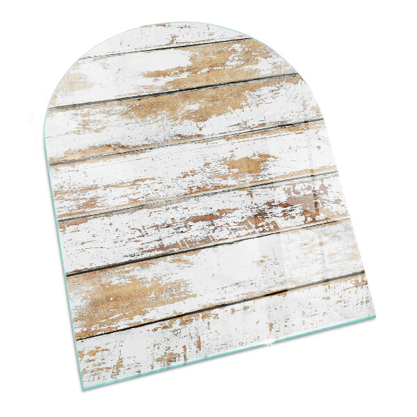 Félovális kandalló alátét Rozsdás fa tábla