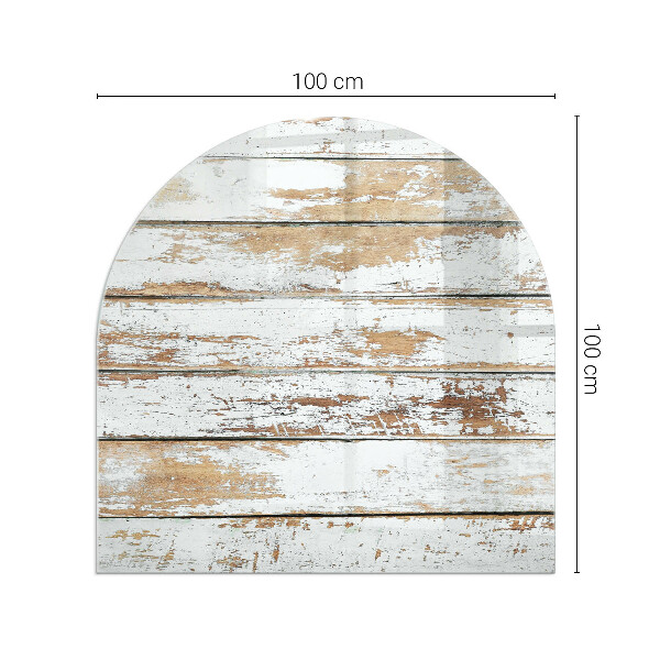 Félovális kandalló alátét Rozsdás fa tábla