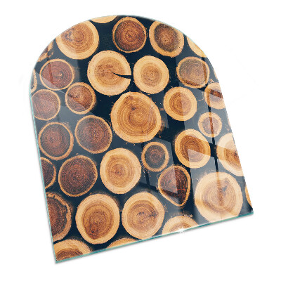 Félköríves üveg alátét kandallóhoz Fa keretes doboz