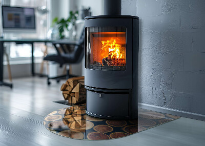 Félköríves üveg alátét kandallóhoz Fa keretes doboz