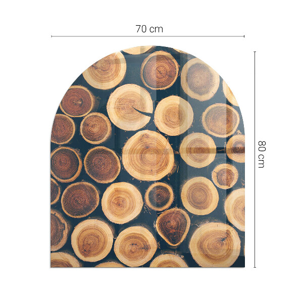 Félköríves üveg alátét kandallóhoz Fa keretes doboz