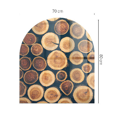 Félköríves üveg alátét kandallóhoz Fa keretes doboz