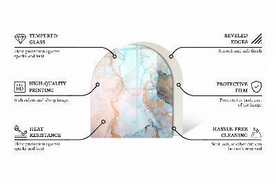 Félköríves üveg alátét kandallóhoz Fa keretes doboz