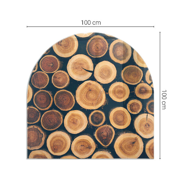 Félköríves üveg alátét kandallóhoz Fa keretes doboz