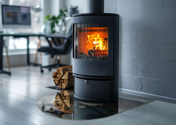 Félovális kandalló üveg alátét Virágmotívum pillangókkal