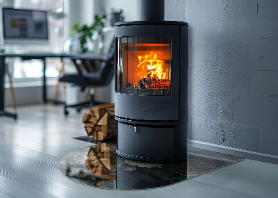 Félovális kandalló üveg alátét Virágmotívum pillangókkal