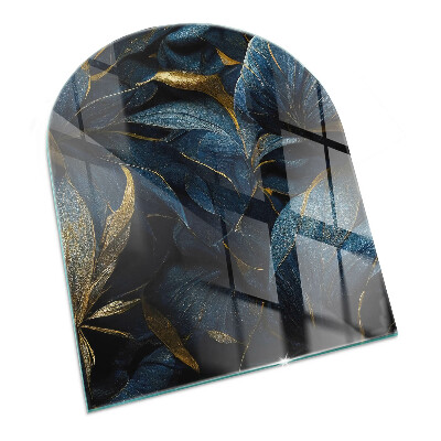 Félovális kandalló üveg alátét Stílusos levelek a szerkezetben