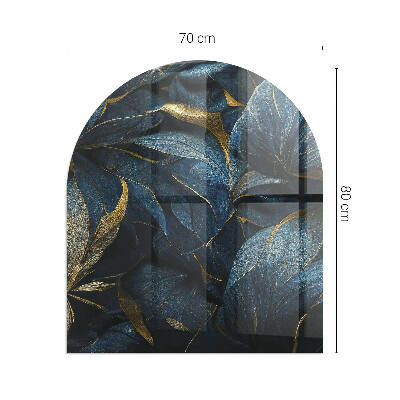 Félovális kandalló üveg alátét Stílusos levelek a szerkezetben