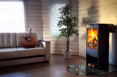 Félovális kandalló üveg alátét Stílusos levelek a szerkezetben