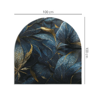 Félovális kandalló üveg alátét Stílusos levelek a szerkezetben