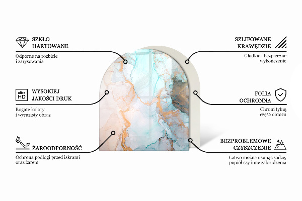 Félovális kandalló alátét Folyékony absztrakt motívum