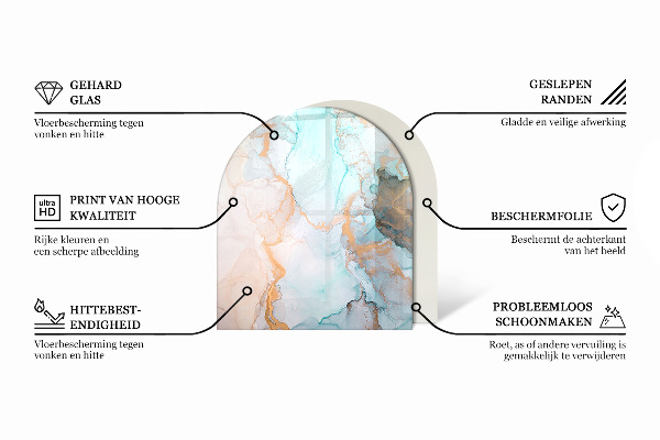 Félovális kandalló üveg alátét Kőstílus természetes változatban
